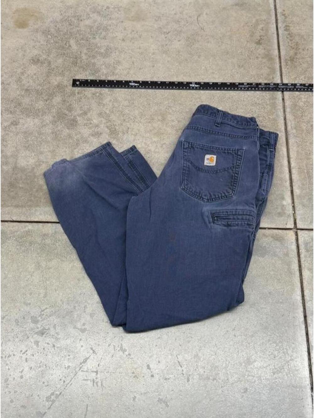 vintage carhartt faded navy relaxed baggy fit cargo pants size 34 x 32